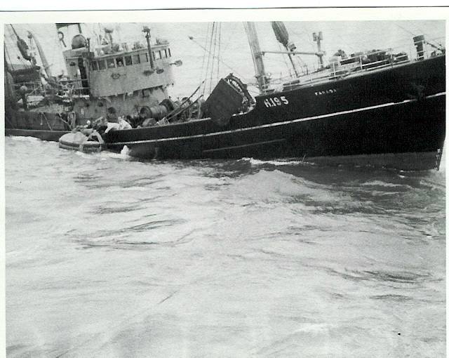Lifeboat transferring to trawler